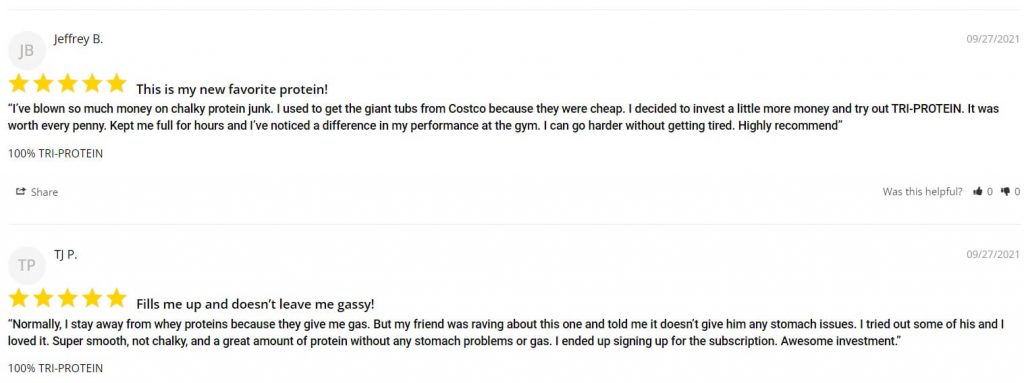 Tri-Protein testimonials